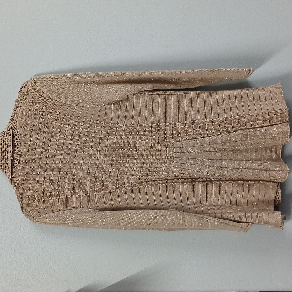 NWT Studio Works Tan And Gold Open-Front Cardigan Size Large Petite - Picture 7 of 7